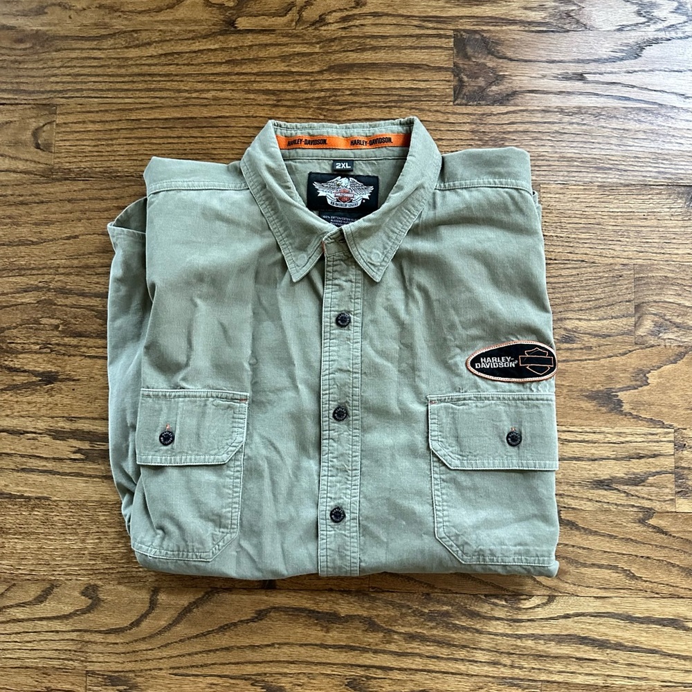Harley-Davidson light olive green Corduroy Shirt NWOT